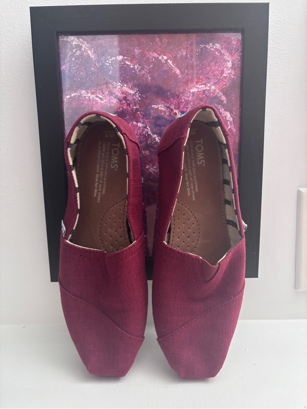 Toms Slip-On Canvas Flats in Burgundy